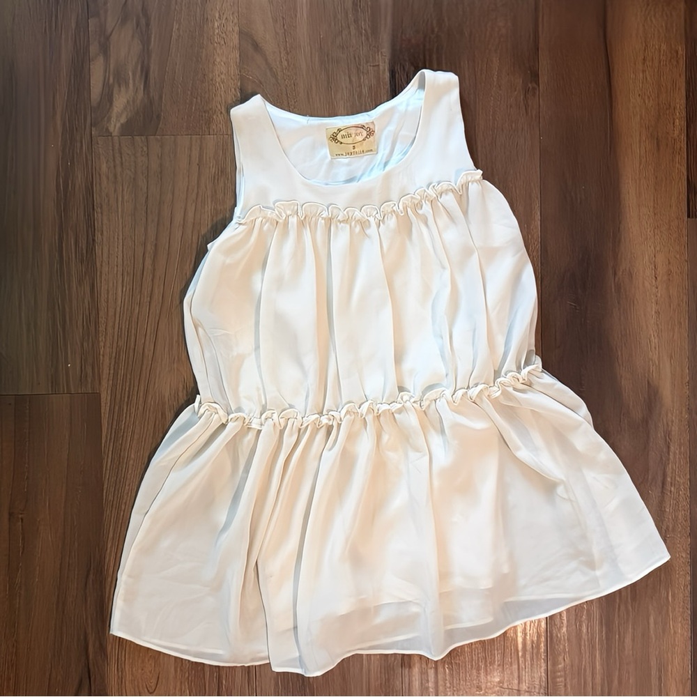 Joyfolie Ivory Ruffled Toddler Girls Sleeveless Dress Size 3